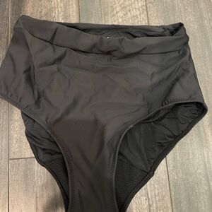 Black High-Waisted Swim Bottoms